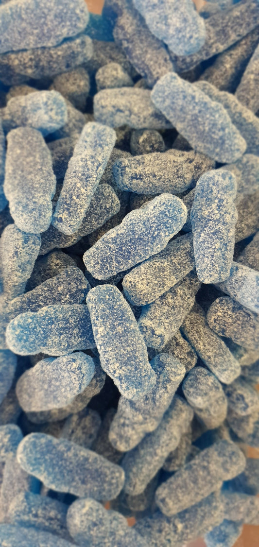Vegan Fizzy Blue Jelly Babies pick & mix sweets in 400g or 750g weight plastic free eco-friendly bags,