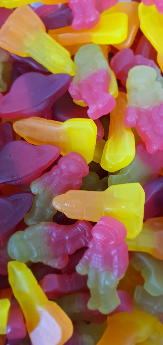 Mixed fruit flavour vegan Space Mix pick & mix sweets. 400g or 750g bag.