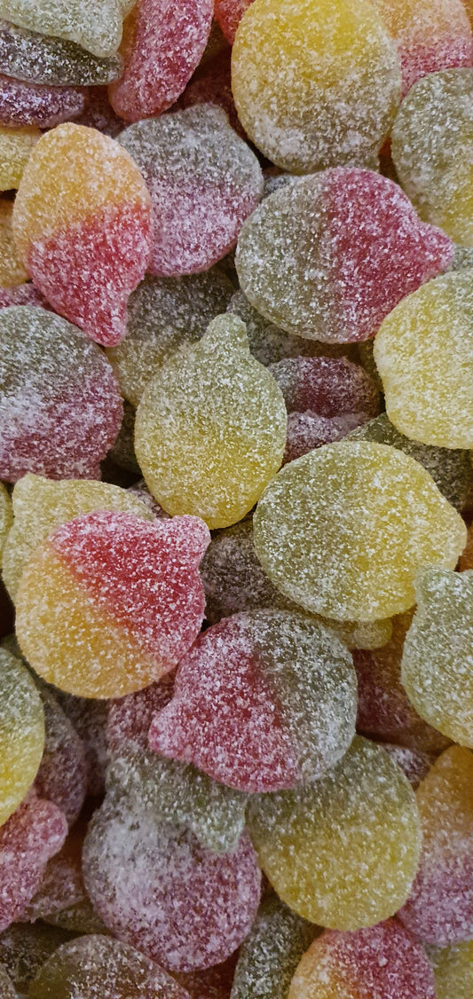 Vegan sour apple flavour fizzy pick & mix sweets in compostable, plastic free packaging